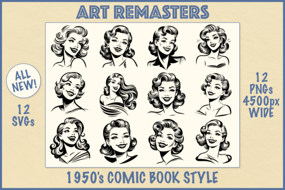 50s Style Women Comic Book Illustrations: A Timeless Design Resource