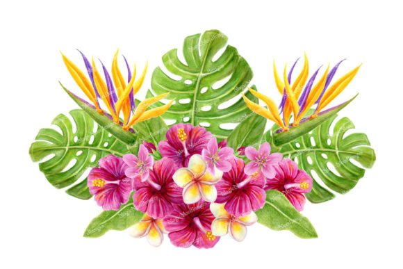 Bringing the Aloha Spirit to Life: The Tropical Flowers Hawaii Bouquet Watercolor Collection