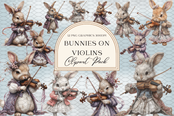 Bunnies Playing Violins Easter Spring: A Whimsical Symphony for Your Creative Projects
