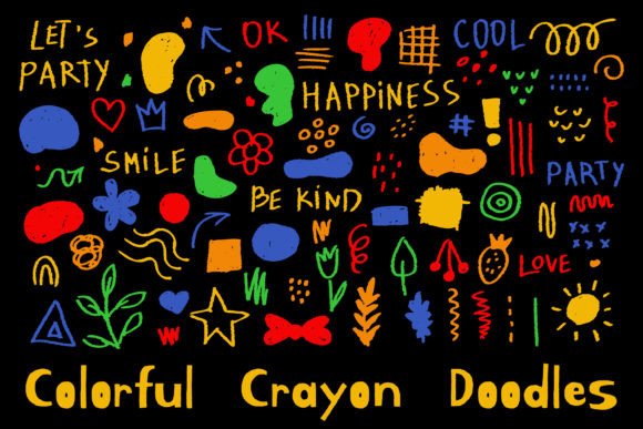 Colorful Crayon Doodles PNG Clipart