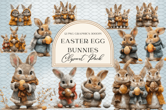 Easter Egg Bunnies Sublimation Clipart