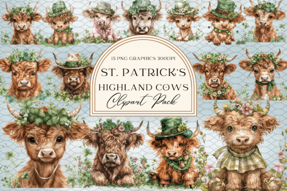 Highland Cow Spring St Patrick s Day Art