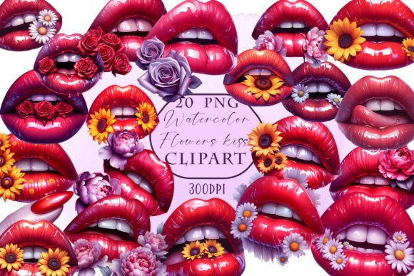 Red and Pink Lips Flowers Clipart Bundle: A Practical Asset for Creative Workflows