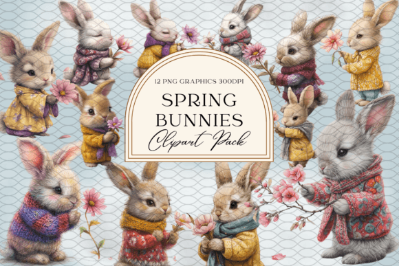 Spring Bunnies Easter Flowers: A Watercolor Collection