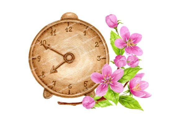 Spring Time Vintage Clock Sakura Branch Design