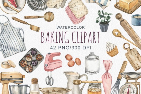 Watercolor Baking Clipart: A Practical Asset for Creative Professionals