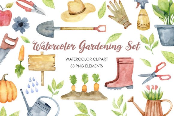 Watercolor Cute Gardening Clipart: A Versatile Resource for Creative Projects