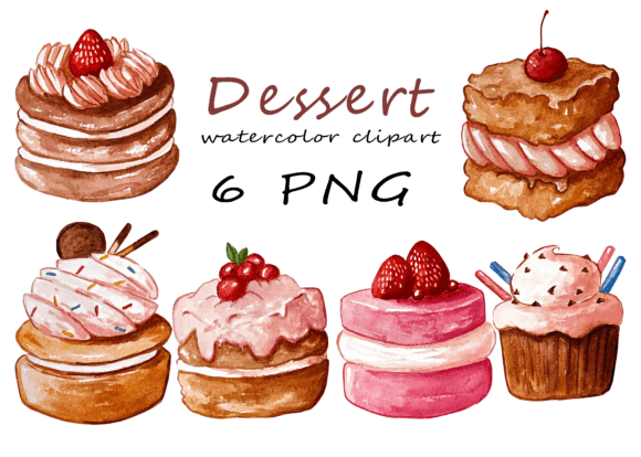 Watercolor Dessert Clipart, Cake, Png