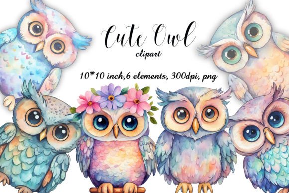 Watercolor Owl Clipart, Owl Clipart, PNG