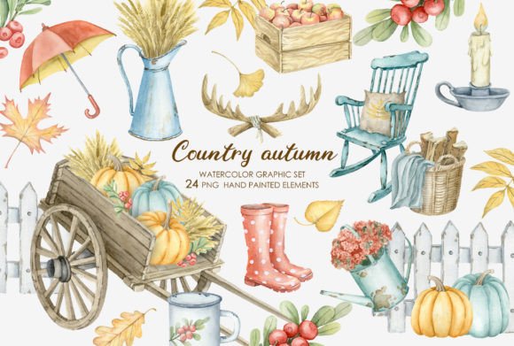 Watercolor Rustic Autumn Clipart: A Creative Toolkit for Seasonal Design