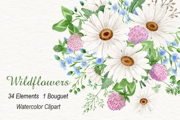 Wildflowers Clipart: Botanical Flowers